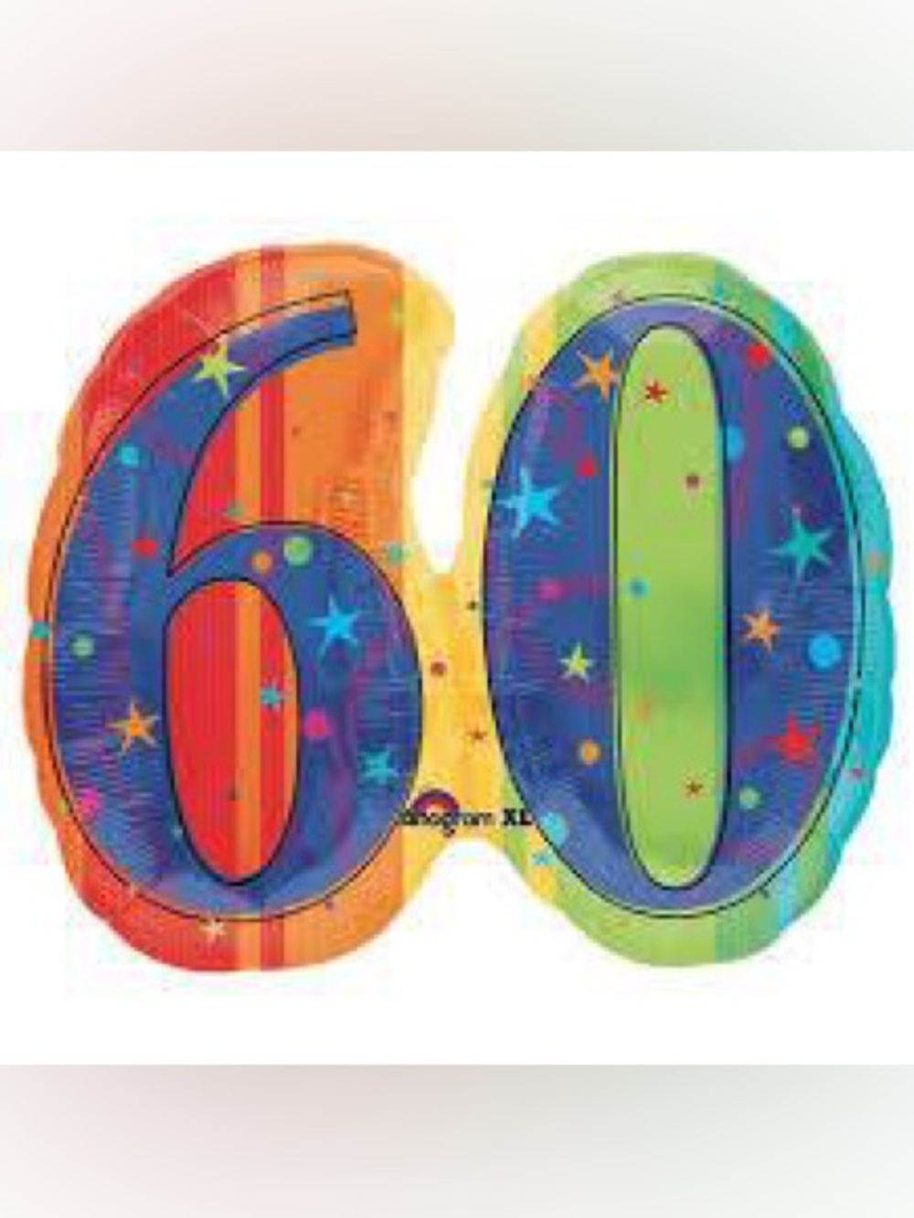Colorful 60 Number Mylar Balloon - Multicolor